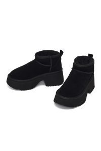 بوت تدی جیر زنانه مشکی زیره ضخیم دری‌مد