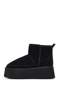 بوت تدی جیر زنانه مشکی زیره ضخیم دری‌مد