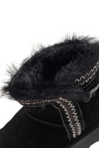 بوت تدی جیر زنانه مشکی زیره ضخیم طرح‌دار دری‌مد