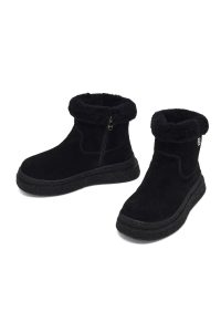 بوت تدی جیر زنانه مشکی زیپ‌دار زیره ضخیم دری‌مد