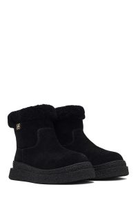 بوت تدی جیر زنانه مشکی زیپ‌دار زیره ضخیم دری‌مد