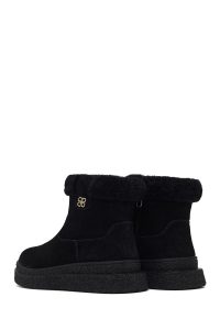 بوت تدی جیر زنانه مشکی زیپ‌دار زیره ضخیم دری‌مد