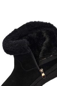 بوت تدی جیر زنانه مشکی زیپ‌دار زیره ضخیم دری‌مد