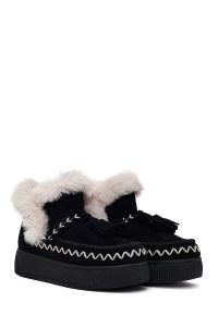 بوت تدی جیر زنانه مشکی منگوله‌دار لژدار دری مد