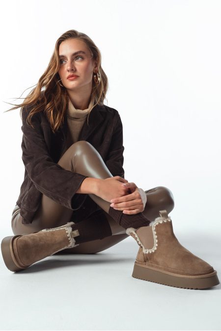 بوت تدی جیر زنانه ویزون زیره ضخیم طرح‌دار دری‌مد