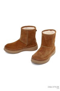 بوت تدی زنانه جیر قهوه ای دری مد