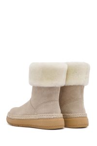 بوت جیر زنانه بژ زیره ضخیم خزدار دری‌مد