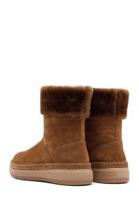 بوت جیر زنانه قهوه‌ای زیره ضخیم خزدار دری‌مد