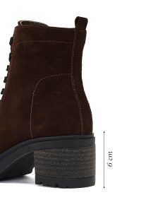 بوت جیر زنانه قهوه‌ای زیپ‌دار پاشنه ضخیم دری مد