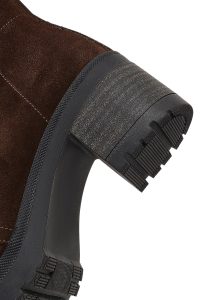 بوت جیر زنانه قهوه‌ای زیپ‌دار پاشنه ضخیم دری مد