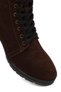 بوت جیر زنانه قهوه‌ای زیپ‌دار پاشنه ضخیم دری مد