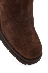 بوت جیر زنانه قهوه‌ای زیپ‌دار پاشنه ضخیم دری مد