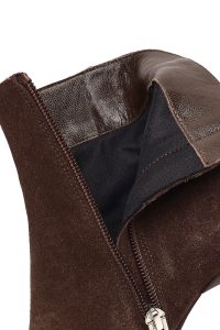 بوت جیر زنانه قهوه‌ای زیپ‌دار پاشنه نازک دری مد