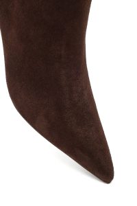 بوت جیر زنانه قهوه‌ای زیپ‌دار پاشنه نازک دری مد