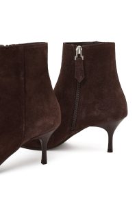 بوت جیر زنانه قهوه‌ای زیپ‌دار پاشنه نازک دری مد