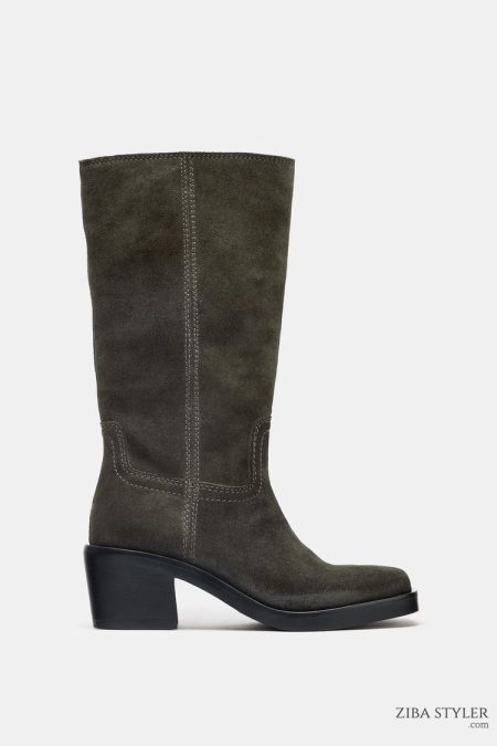 بوت زنانه جیر اسپلیت دوخت کنتراست زارا – ZARA