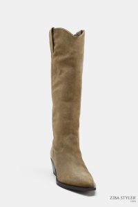 بوت زنانه جیر اسپلیت ساق‌بلند زارا – ZARA