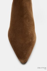 بوت زنانه جیر اسپلیت پاشنه‌دار دوخت‌دار زارا – ZARA