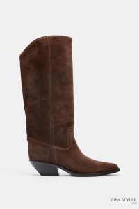 بوت زنانه جیر اسپلیت کابویی پاشنه‌دار زارا – ZARA