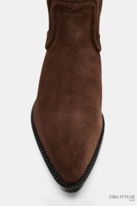 بوت زنانه جیر اسپلیت کابویی پاشنه‌دار زارا – ZARA