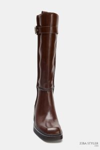 بوت زنانه ساق‌بلند دوخت کنتراست زارا – ZARA