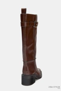 بوت زنانه ساق‌بلند دوخت کنتراست زارا – ZARA