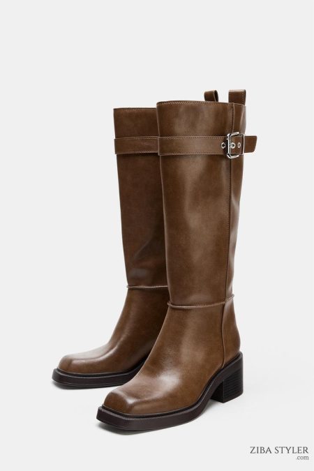 بوت زنانه ساق‌بلند دوخت‌دار زارا – ZARA