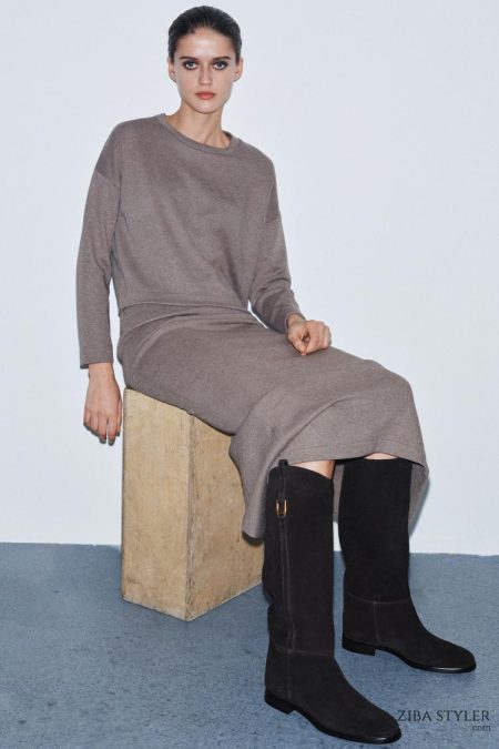 بوت زنانه سواری جیر تخت زارا – ZARA