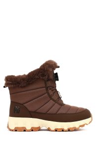 بوت زنانه قهوه‌ای بندی زیره ضخیم ضدآب دری‌مد