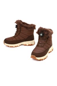 بوت زنانه قهوه‌ای بندی زیره ضخیم ضدآب دری‌مد