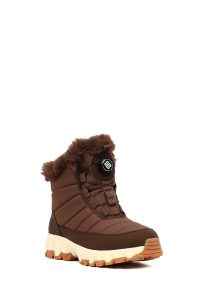 بوت زنانه قهوه‌ای بندی زیره ضخیم ضدآب دری‌مد