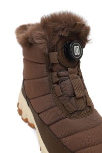 بوت زنانه قهوه‌ای بندی زیره ضخیم ضدآب دری‌مد