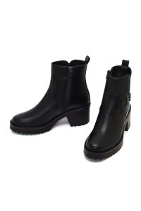 بوت زنانه مشکی زیپ‌دار پاشنه ضخیم دری مد