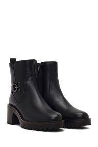 بوت زنانه مشکی زیپ‌دار پاشنه ضخیم دری مد