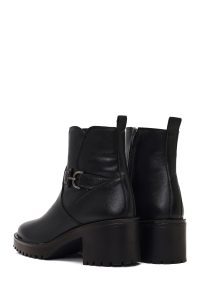 بوت زنانه مشکی زیپ‌دار پاشنه ضخیم دری مد