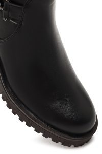 بوت زنانه مشکی زیپ‌دار پاشنه ضخیم دری مد