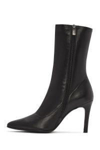 بوت زنانه مشکی چرمی پاشنه باریک زیپ‌دار دری مد