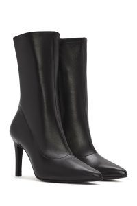 بوت زنانه مشکی چرمی پاشنه باریک زیپ‌دار دری مد