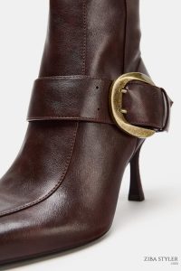 بوت زنانه پاشنه بلند سگک‌دار فلزی زارا – ZARA