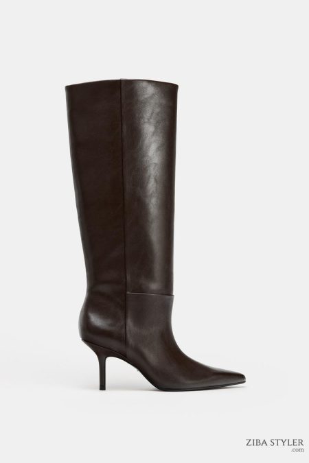 بوت زنانه پاشنه بلند پنجه تیز زارا – ZARA
