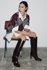 بوت زنانه چرم پاشنه بلوکی زارا – ZARA