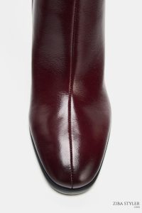 بوت زنانه چرم پاشنه بلوکی زارا – ZARA