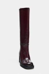 بوت زنانه چرم پاشنه بلوکی زارا – ZARA