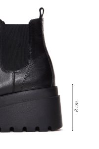 بوت زنانه چرم پاشنه دار مشکی چلسی دری مد