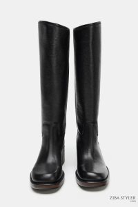 بوت زنانه چرم پاشنه‌دار زارا – ZARA