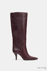 بوت زنانه چرم پاشنه‌دار زارا – ZARA