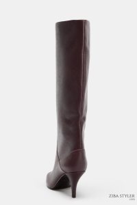 بوت زنانه چرم پاشنه‌دار زارا – ZARA