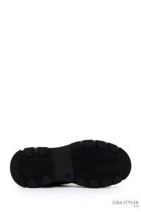 بوت زنانه چرمی مشکی زیپ دار دری مد