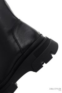 بوت زنانه چرمی مشکی زیپ دار دری مد