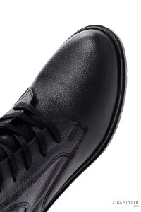 بوت زنانه چرمی مشکی زیپ دار  سگک دار دری مد